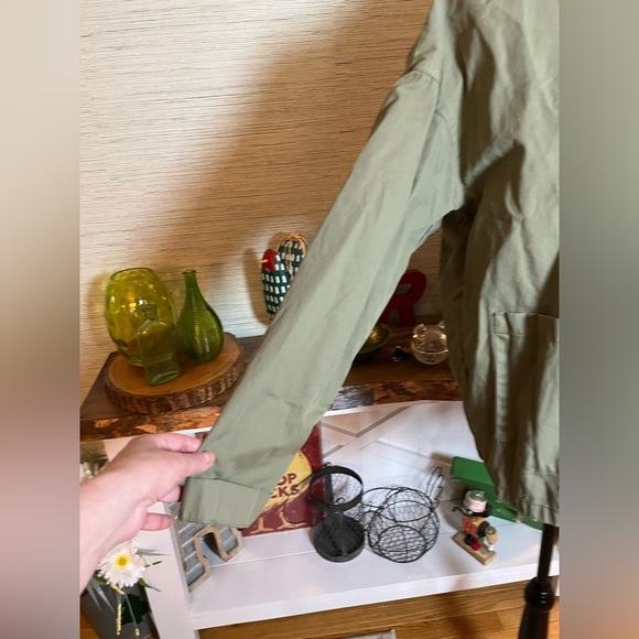 J Crew Olive Green 3 Pocket Utility Blazer Jacket Coat Chino Army Military Sz M - Picture 3 of 6